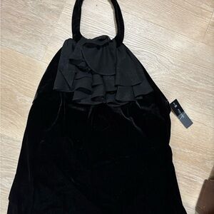 Bisou Bisou Black Velvet/Ruffled Top